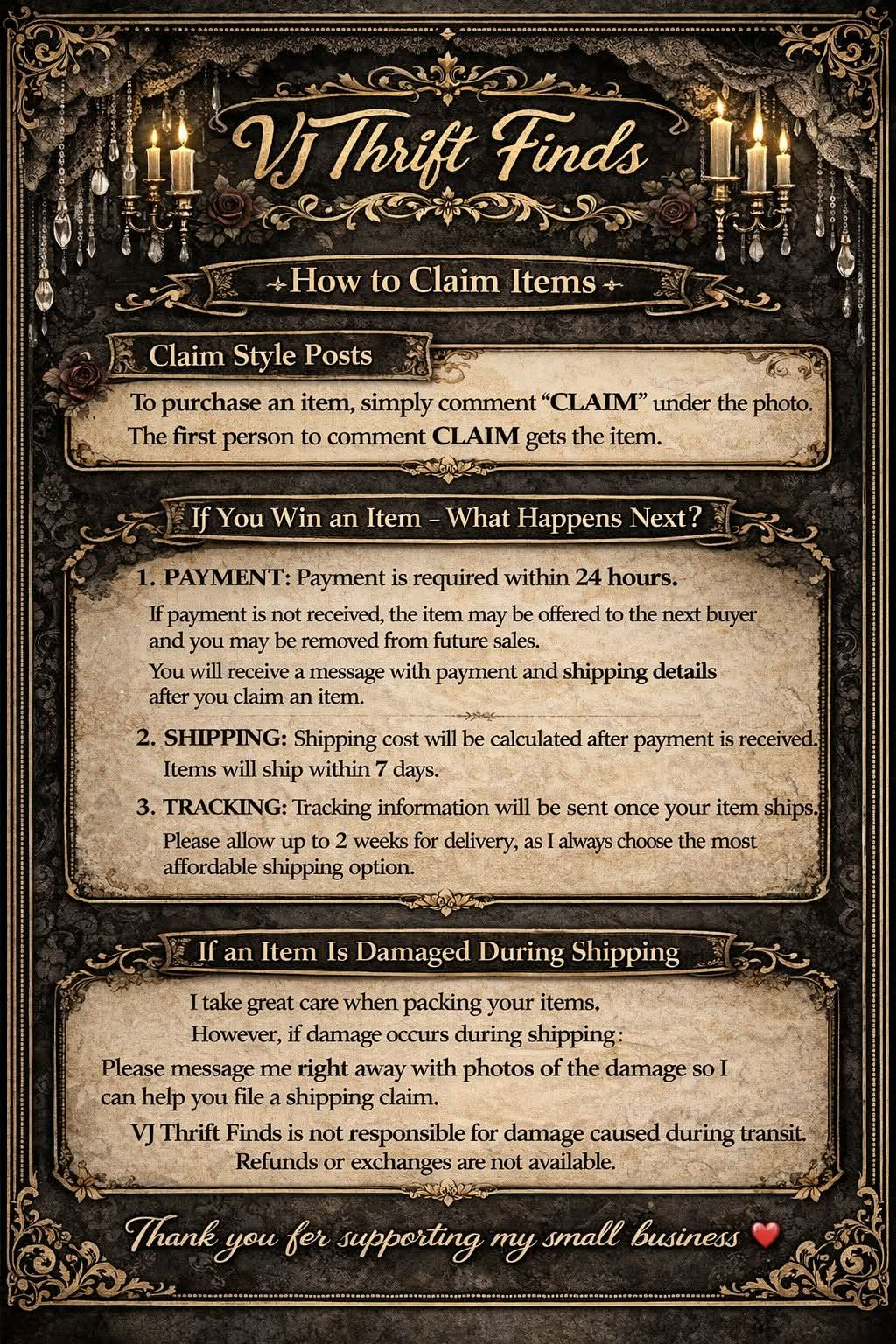 How to Claim Items at VJ Thrift Finds
